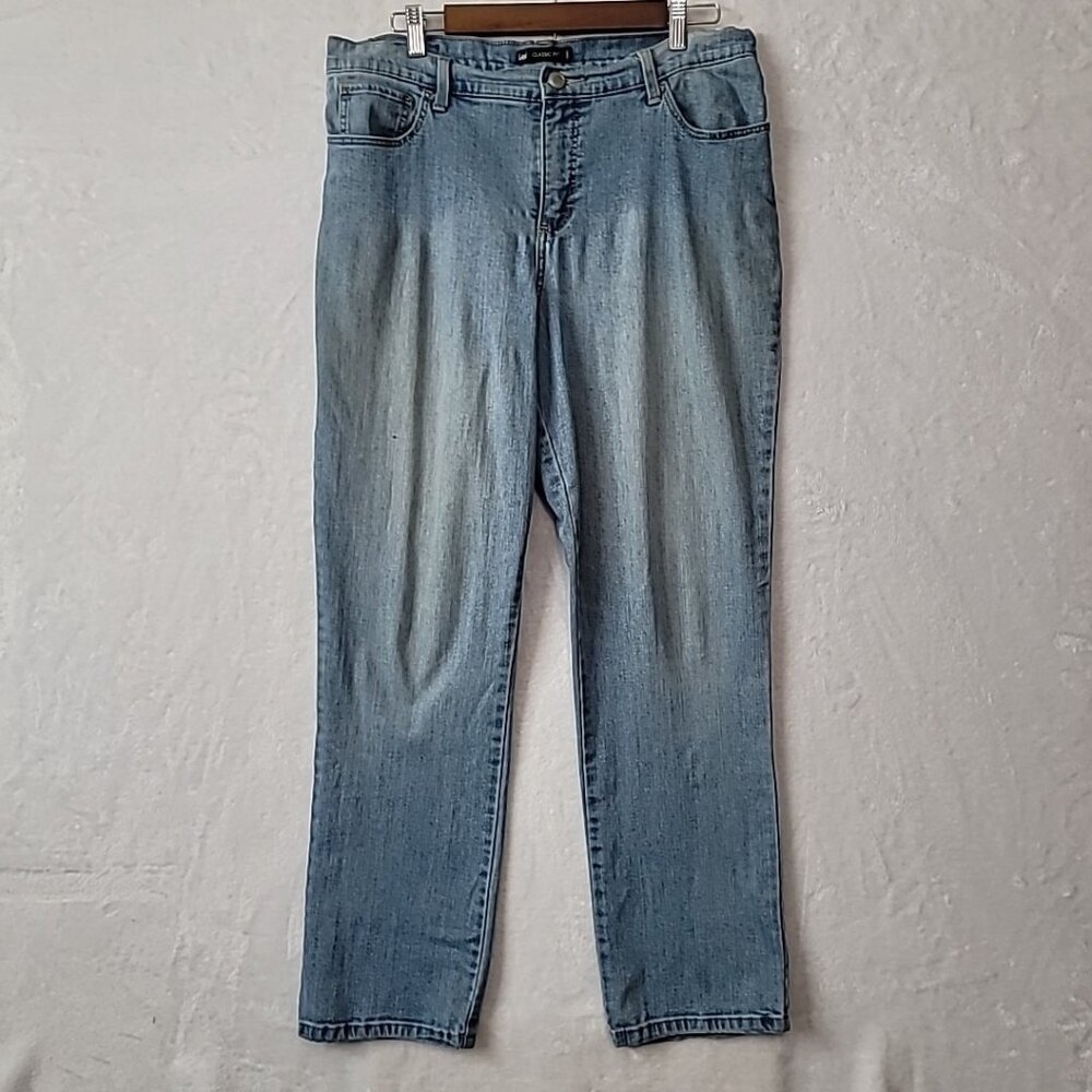 Lee 1889 Classic Fit Women Straight Leg Stretch Blue Jeans Sz 18 Work Pants Read
